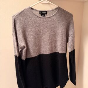100% cashmere color block Gray and Black Women's Sweater